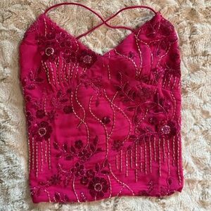 Elegant Pink Embellished Women's Top